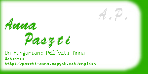 anna paszti business card